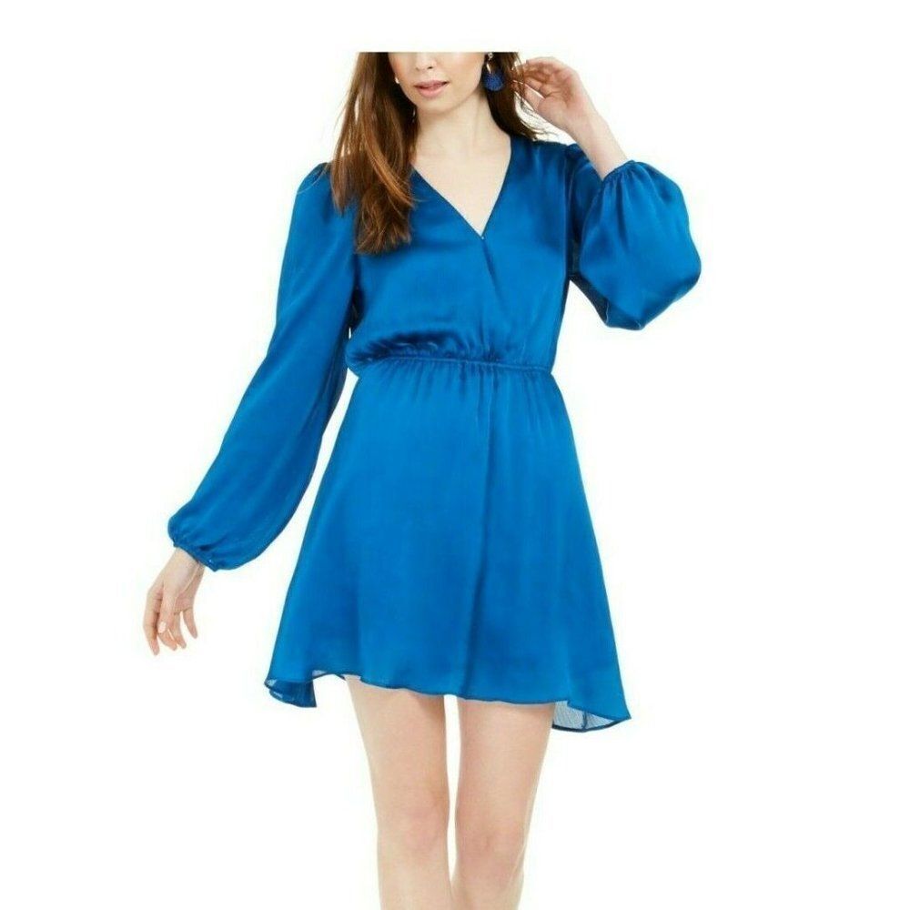 Leyden Womens Blue V Neck Aline Dress Size XSmall
